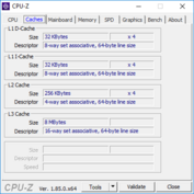 MSI GV62 8RE - CPU-Z : Caches.