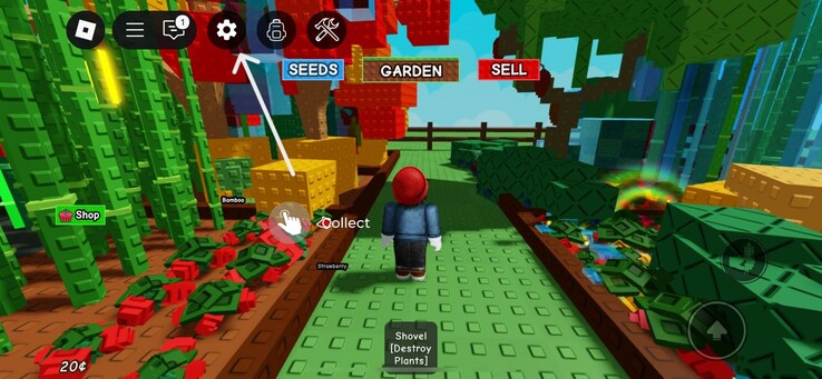 Cliquez sur l'icône "paramètres" (Image Source : Roblox)