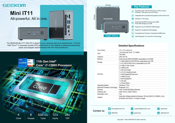 Geekom Mini IT11 : Spécifications