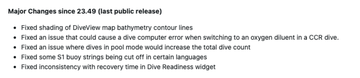 Les notes de mise à jour du logiciel Garmin Descent Mk3/Mk3i 25.14