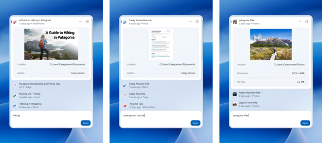 La nouvelle recherche Windows affiche des aperçus intégrés de documents et de photos.