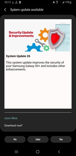 Un UI 2.5 a atteint les versions Verizon des séries Galaxy Note 9 et Galaxy S9. (Source de l'image : r/GalaxyS9)