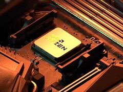 Rendu artistique d'un processeur AMD Ryzen X3D2.