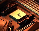 Rendu artistique d'un processeur AMD Ryzen X3D2.
