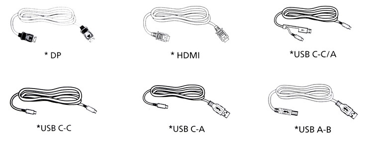 Divers câbles vidéo et de données sont inclus, mais les accessoires peuvent varier d'une région à l'autre.