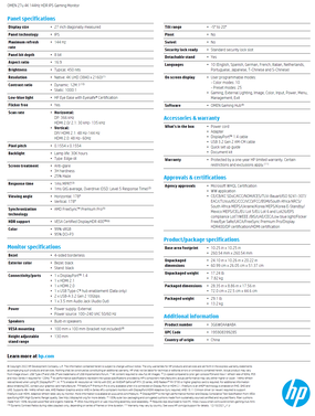 HP Omen 27u - Spécifications. (Source : HP)