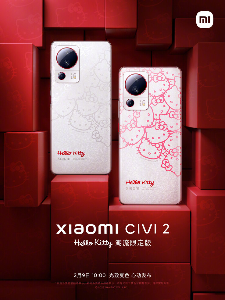 Le nouveau Civi 2 Limited Edition (à gauche) avec ses accents photochromiques activés (à droite). (Source : Xiaomi)