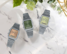 La série AQ230A-3AVT de Casio présente trois teintes différentes. AQ-230A-4AMQY, AQ-230A-3AMQY, AQ-230A-9AMQY de gauche à droite (Source de l'image : Casio)