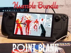 L&#039;offre groupée Point Blank expirera le 4 septembre 2025. Illustration : Steam Deck avec Superhot. (Source de l&#039;image : Humble Bundle et Notebookcheck - édité)