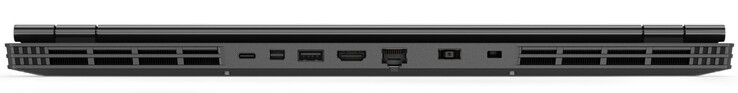 A l'arrière : USB C 3.1 Gen 1, mini DisplayPort, USB A 3.1 Gen 1, HDMI, Gigabit LAN, entrée secteur, verrou de sécurité Kensington.
