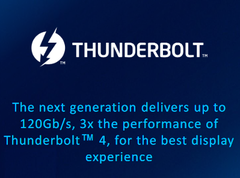 La prochaine génération de Thunderbolt promet jusqu'à 80 Gbps de transfert de données et jusqu'à 120 Gbps pour les écrans. (Image via Intel)