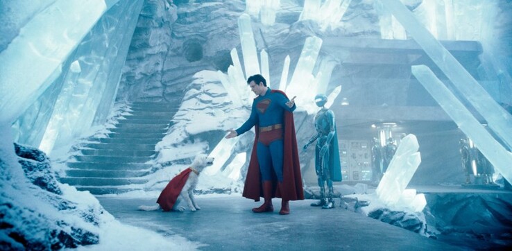 Superman, Krypto et Kelex dans la Forteresse (Image source : Warner Bros. / Jessica Miglio via Motion Picture Association)