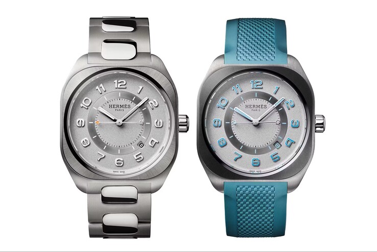 Le modèle Hermes H08 Saint-Cyr et gris clair est étanche à 100 m (10 bar) (Image source : Hermes)