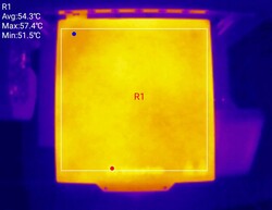 Surface du lit d'impression, température de consigne : 60 °C