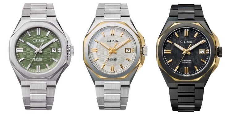 De gauche à droite : les montres Citizen Series8 NB6080-51W, NB6084-50A et NB6086-54E