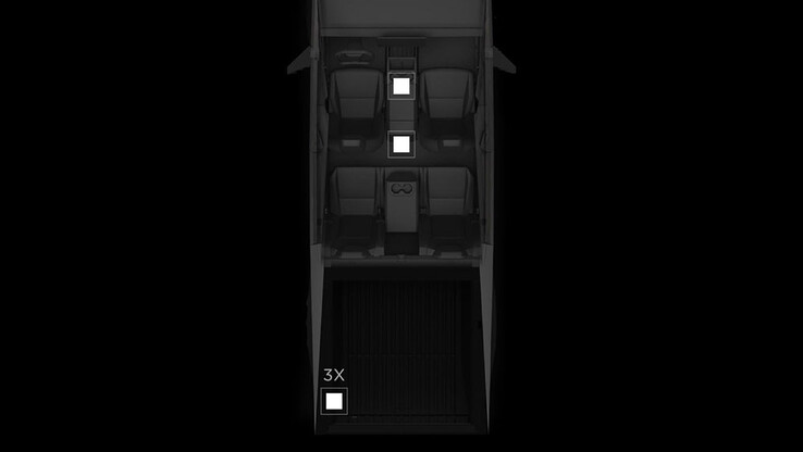 Emplacement des prises de courant 110V/240V du Cybertruck