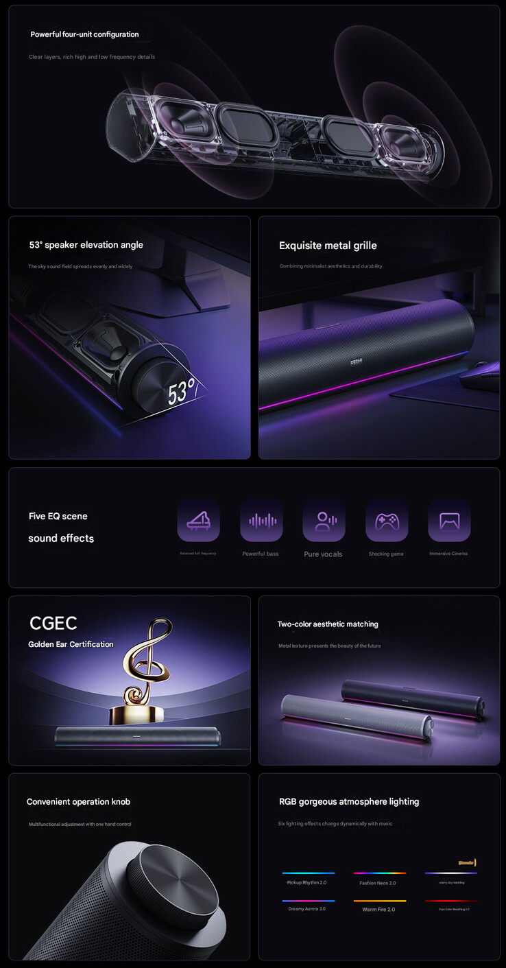 Principales caractéristiques du Redmi Desktop Speaker 2 Pro (Image source : Xiaomi - machine translated)