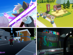 Dans le sens des aiguilles d&#039;une montre, en partant du haut à gauche : Dragon Ball Gekishin Squadra, Transit King Tycoon, Stanley Says et cLocked In. En photo, des captures d&#039;écran des jeux susmentionnés. (Source de l&#039;image : Steam - Modifié)