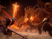 Une capture d'écran montrant des joueurs affrontant un seigneur de la nuit dans Elden Ring Nightreign (source : SteamDB)