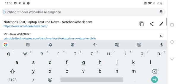 OnePlus 7 - Clavier en mode paysage.