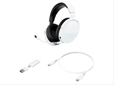 Cloud Stinger 3 sans fil en blanc avec accessoires.