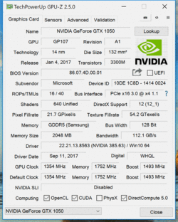 GPU-Z GTX 1050.