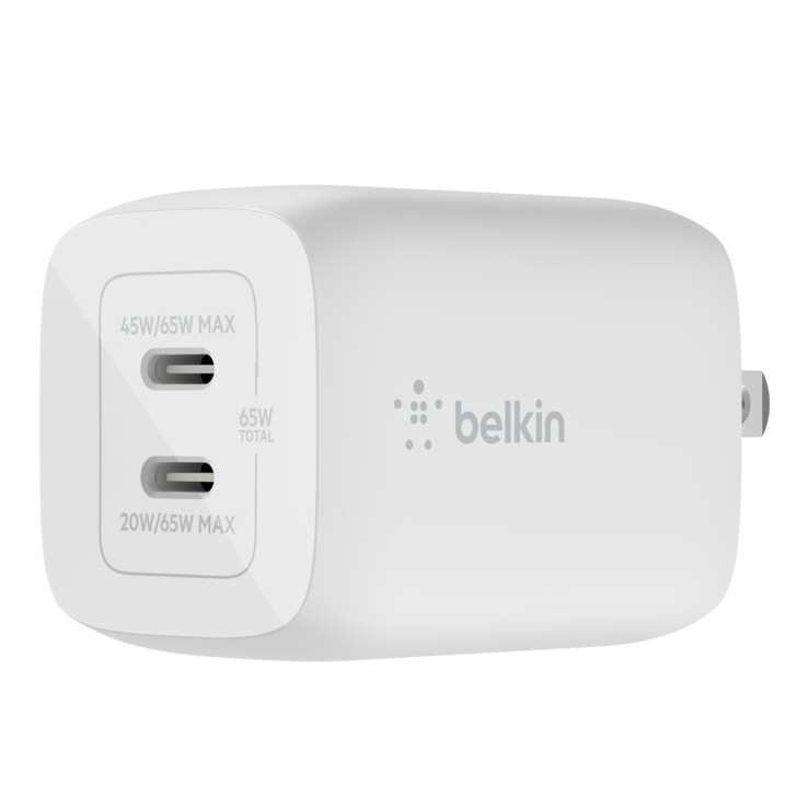 Le chargeur mural BOOSTCHARGE PRO Dual USB-C GaN de Belkin, 65 W. (Image source : Belkin)