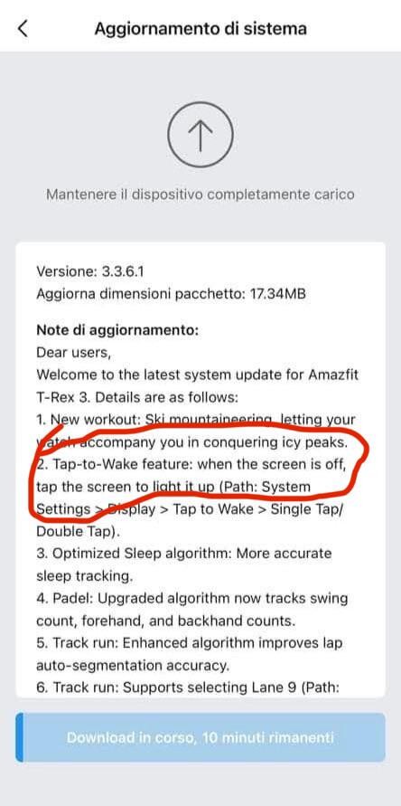 Le journal des modifications de la version 3.3.6.1 pour le Amazfit T-Rex 3 (Source de l'image : u/DanilaoIT via Reddit)