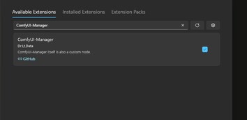 Capture d'écran du menu Extensions disponibles pour ComfyUI dans Stability Matrix. (Source de l'image : Windows Screen Capture)