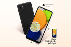 Samsung a partiellement dévoilé le Galaxy A03. (Image source : Samsung)