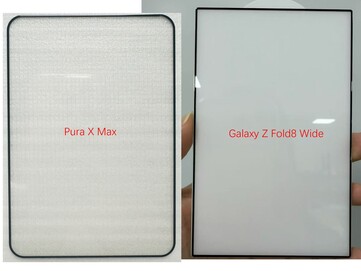 Protection d'écran Huawei Pura X Max (à gauche) vs Galaxy Z Fold 8 Wide (à droite).