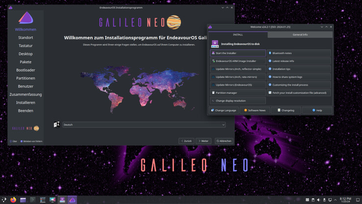 Un aperçu du bureau KDE Plasma d'EndeavourOS Galileo Neo (Image : EndeavourOS).