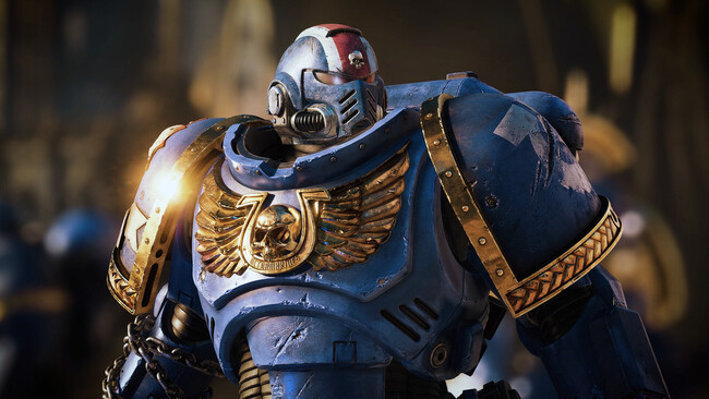 Capture d'écran de Warhammer 40,000 : Space Marine 2 montrant l'armure du Space Marine. (Source de l'image : Steam)