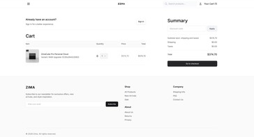 Check-out avec Zima Copyright sur le fond
