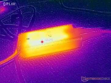 L'adaptateur CA atteint plus de 46 °C lorsque les charges sont élevées