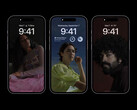 L'iPhone 14 Pro et Pro Max affiche actuellement une image de fond assombrie en mode veille avec AOD en cours d'exécution. (Image source : Apple)