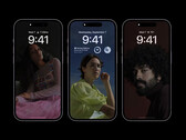 L'iPhone 14 Pro et Pro Max affiche actuellement une image de fond assombrie en mode veille avec AOD en cours d'exécution. (Image source : Apple)