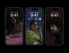 L'iPhone 14 Pro et Pro Max affiche actuellement une image de fond assombrie en mode veille avec AOD en cours d'exécution. (Image source : Apple)