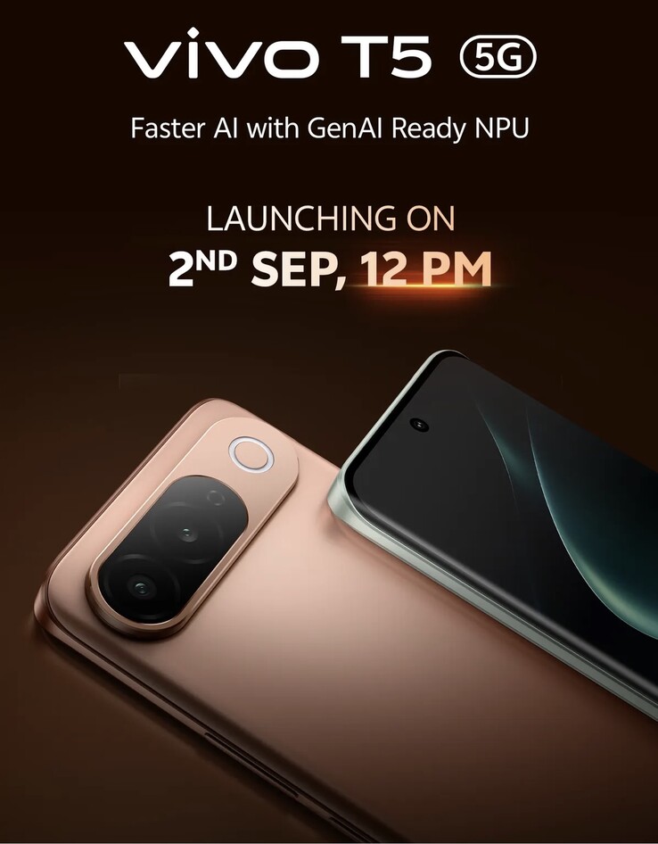 Images promotionnelles du Vivo T5 5G.