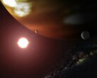 Illustration d'un artiste représentant une étoile et des planètes.