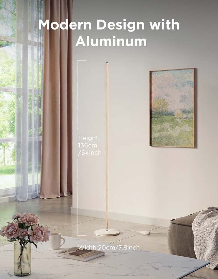 Le lampadaire Govee Basic en champagne (or). (Source de l'image : Govee) 