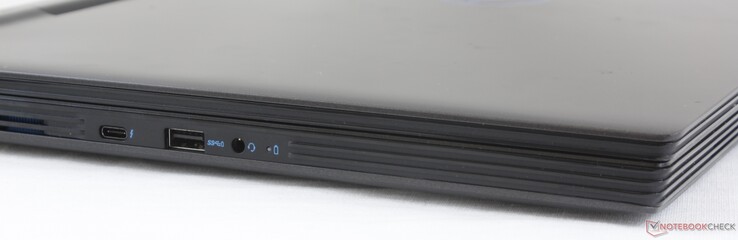 Côté gauche : Thunderbolt 3, USB A 3.1, combo audio 3,5 mm.