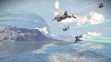 Une image montrant des vaisseaux spatiaux dans No Man's Sky.