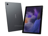 La Galaxy Tab A8 2021 présente des bords épais et un écran de 10,4 pouces. (Image source : 91mobiles &amp; @OnLeaks)