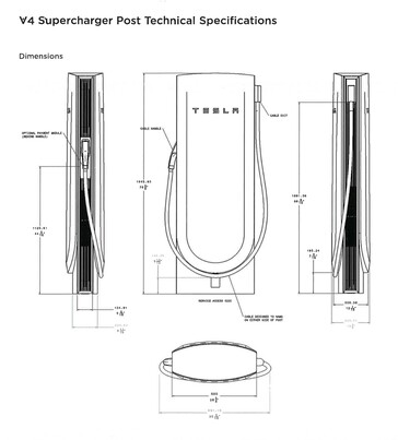 Dimensions du superchargeur Tesla V4