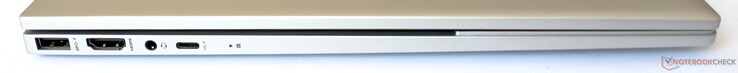 Côté gauche : 1x USB-A 3.1 Gen1, HDMI, port combiné audio, 1x USB-C (incl. DisplayPort)