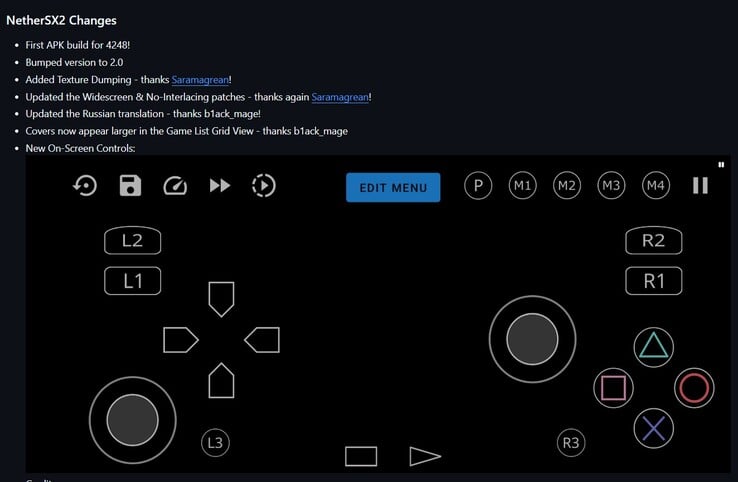 Principaux changements de la version 2.0 de NetherSX2 (Image source : Trixarian)