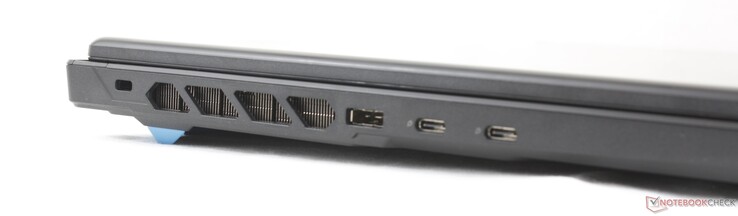 À gauche : verrou Kensington, adaptateur secteur, 2 ports USB-C 3.2 Gen.2 avec DisplayPort et Power Delivery