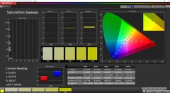 Saturation CalMAN (espace couleur de référence P3, source : Mac Studio)