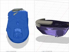 Modèle 3D scanné du Glorious Model O3 Wireless avec un support personnalisé conçu dans Fusion 360